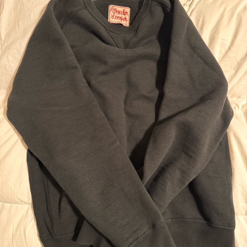 Wonder Looper Pullover Crewneck - Double Heavyweight French Terry Sumi Black XL